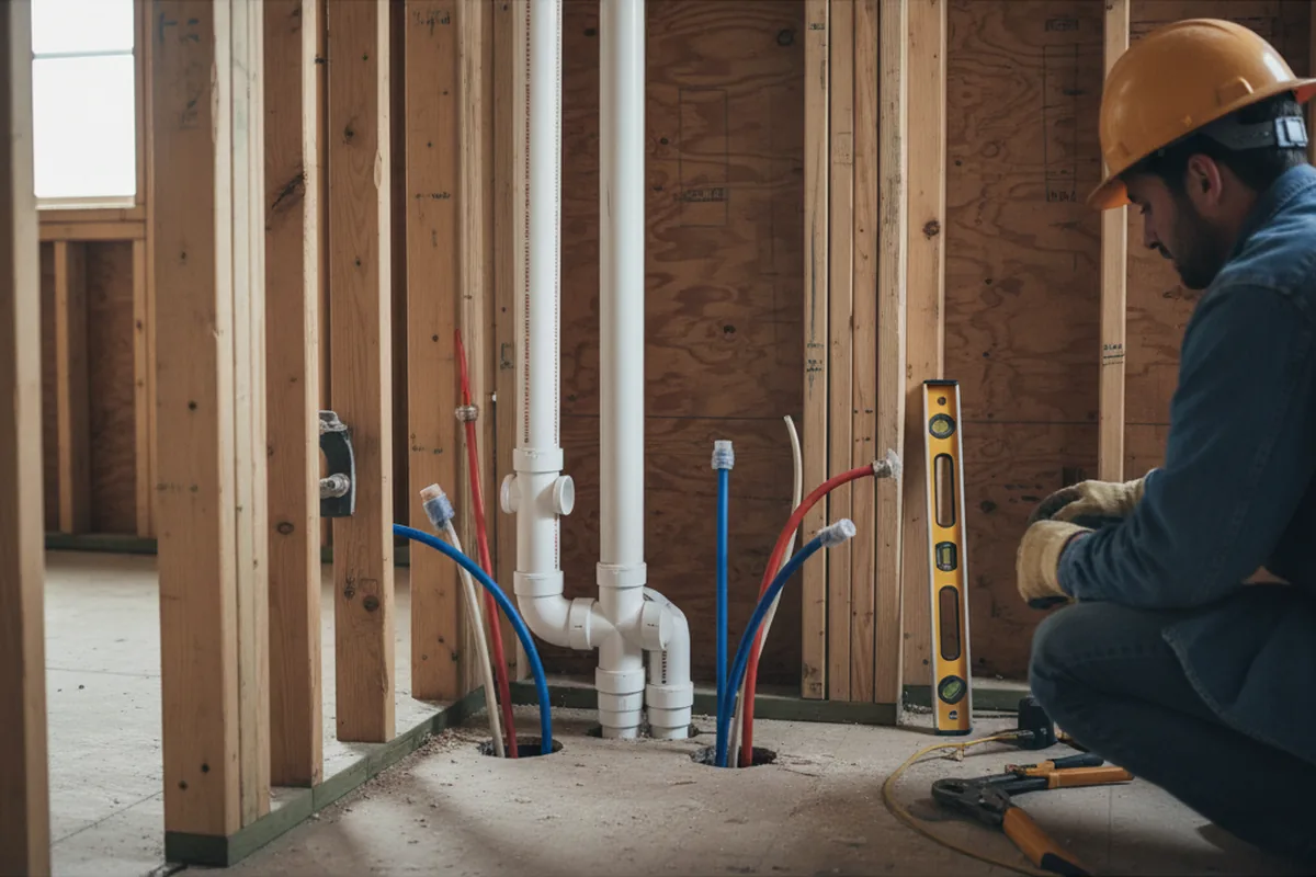 Drain and supply rough-in during Drain Cleaning in Zion Grove