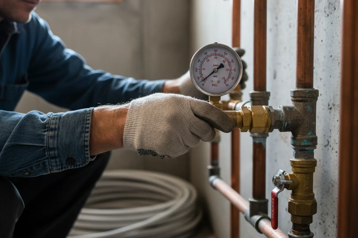 Pressure testing a repaired line during Water Line Repair in Zion Grove